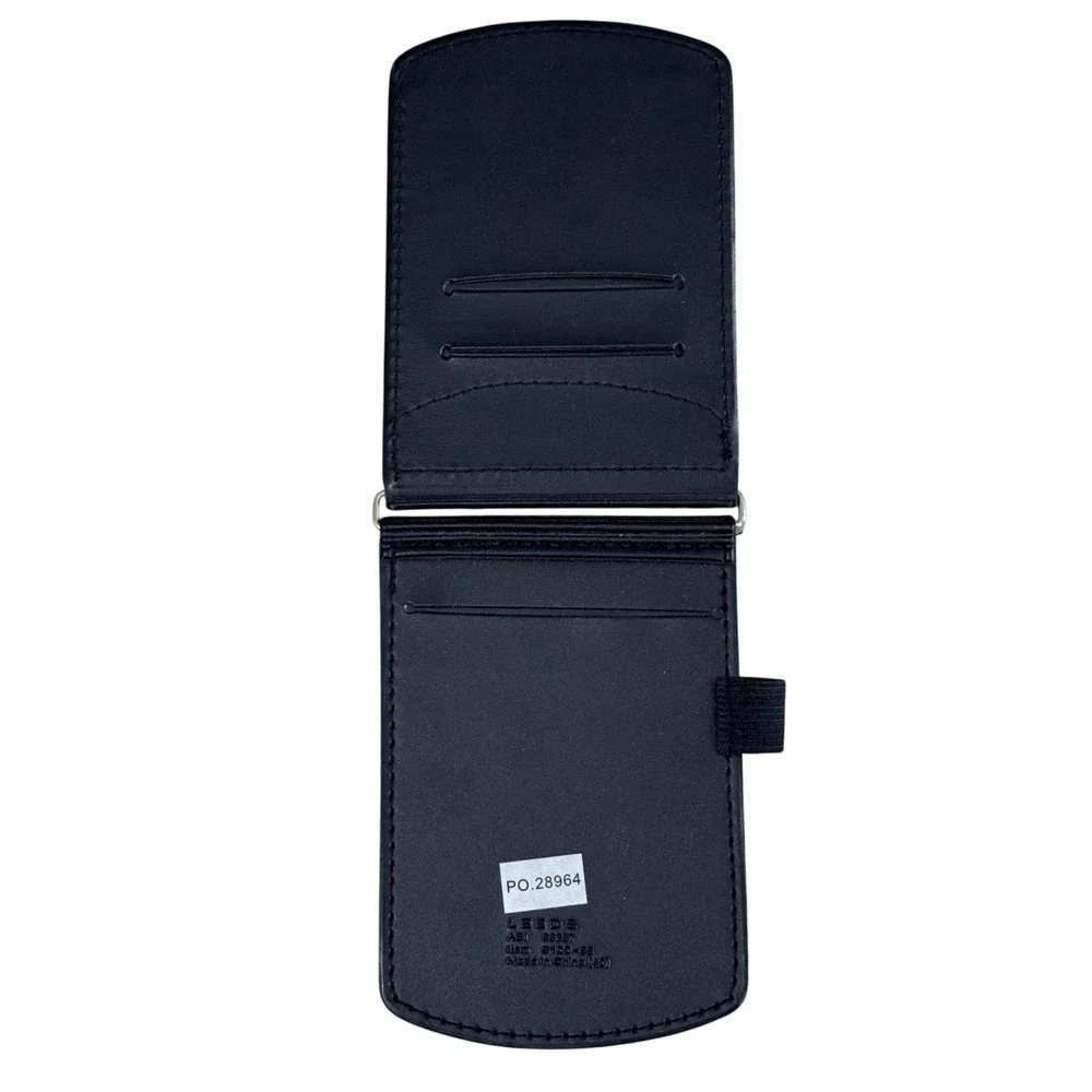 Adobe Leeds 9100-66 Notepad Card Holder Pen Loop Black Faux Leather Tech Swag